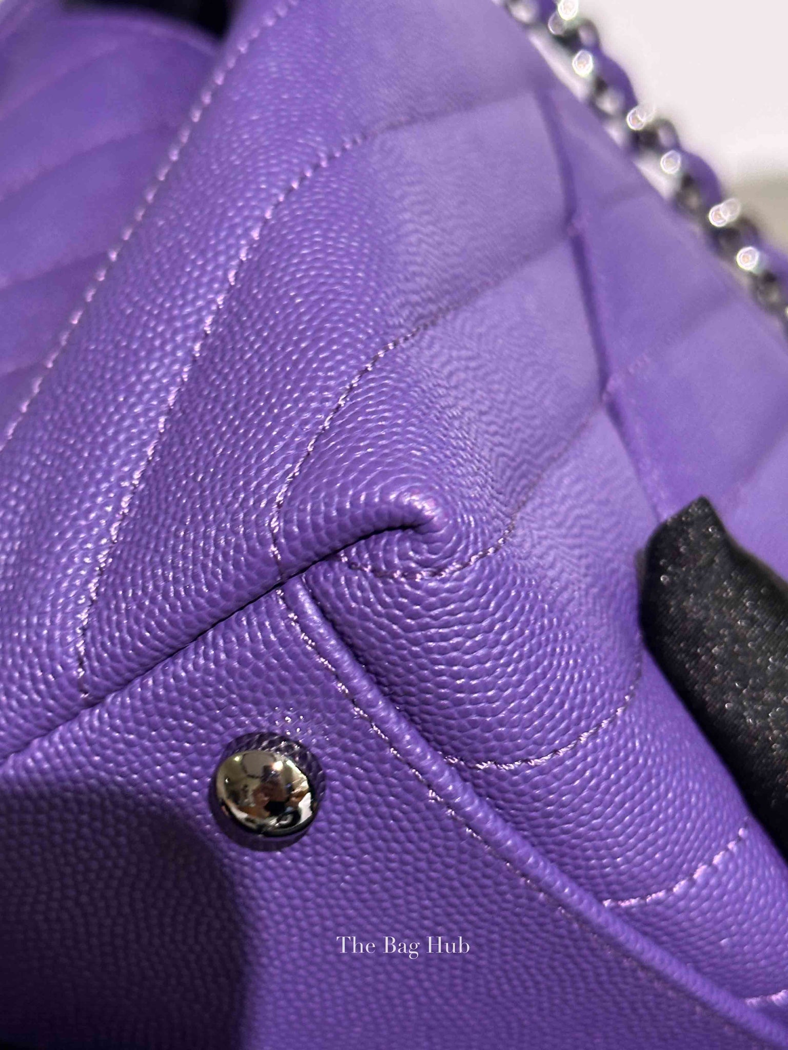 Chanel Purple Caviar Chevron Quilted Small Coco Handle Flap Bag SHW
