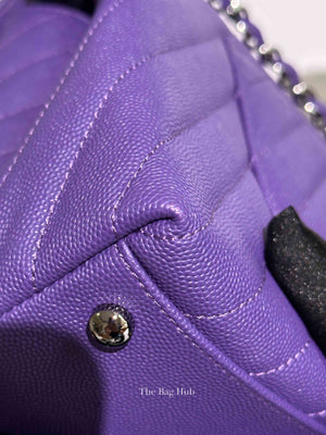 Chanel Purple Caviar Chevron Quilted Small Coco Handle Flap Bag SHW