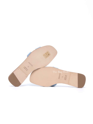 Hermes Bleu Clair Denim/Leather Oran Sandals Size 36