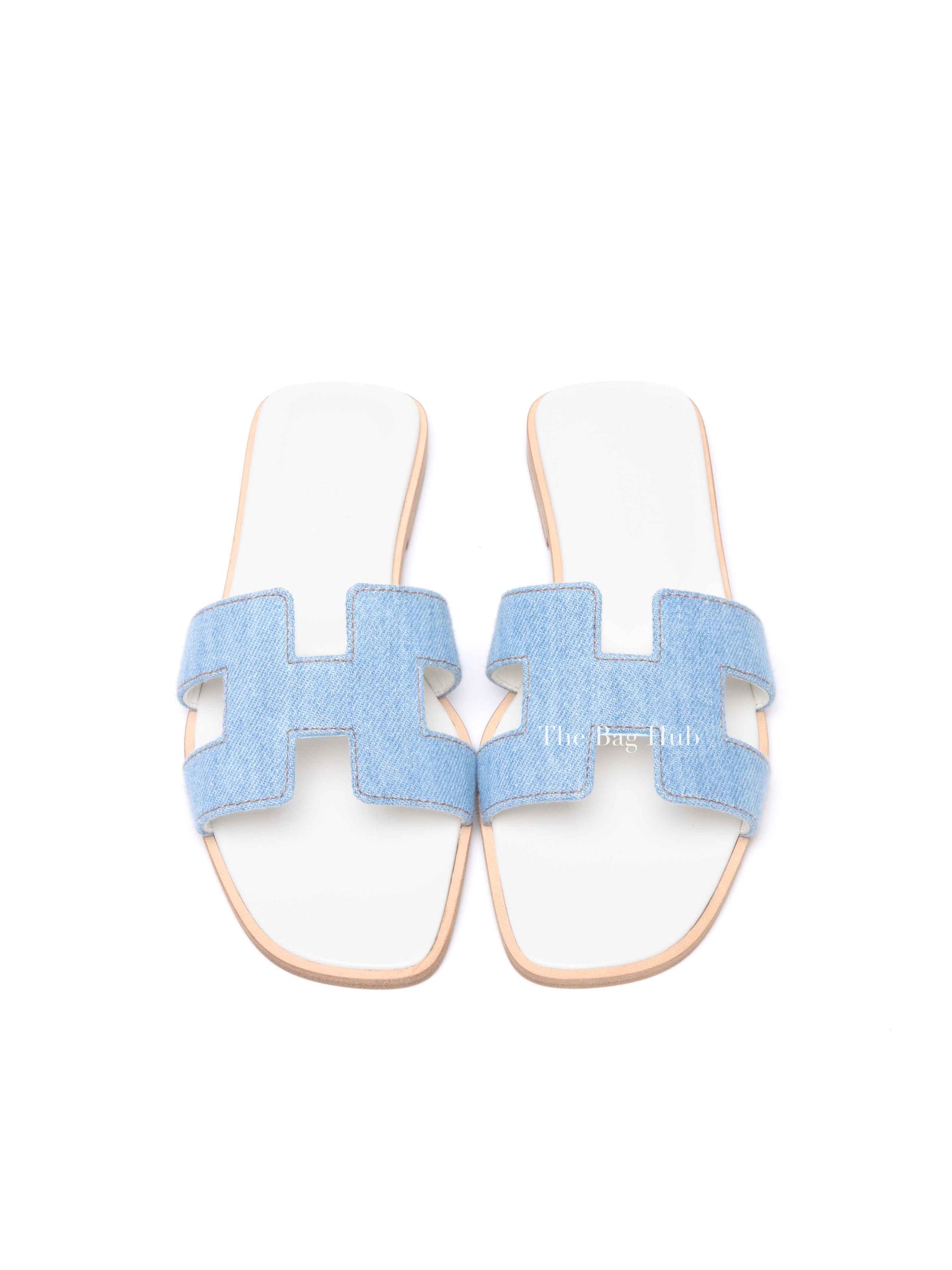 Hermes Bleu Clair Denim/Leather Oran Sandals Size 36