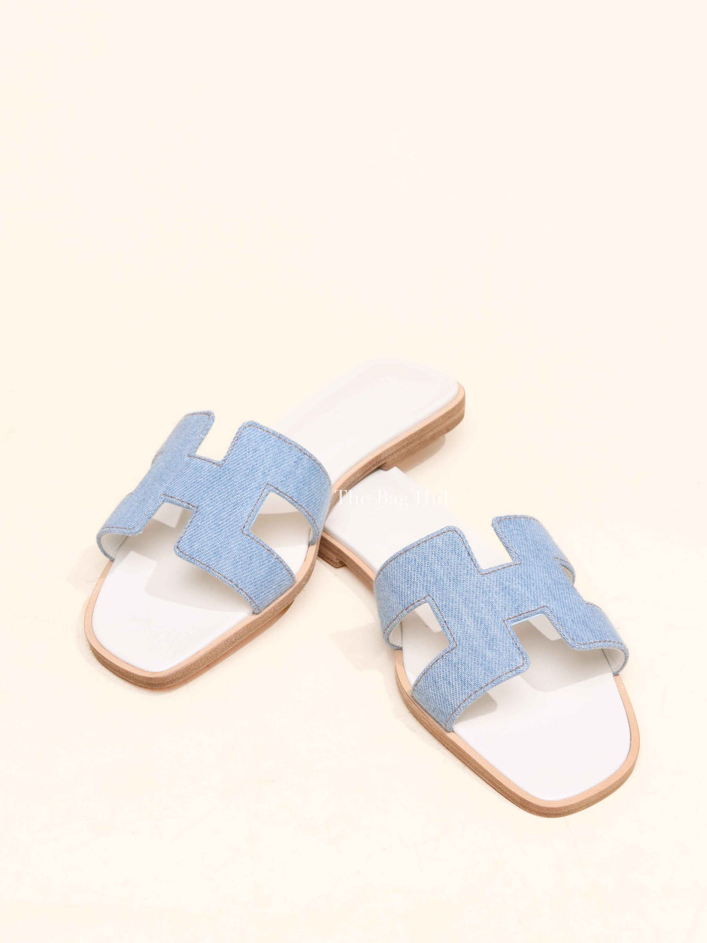 Hermes Bleu Clair Denim/Leather Oran Sandals Size 36