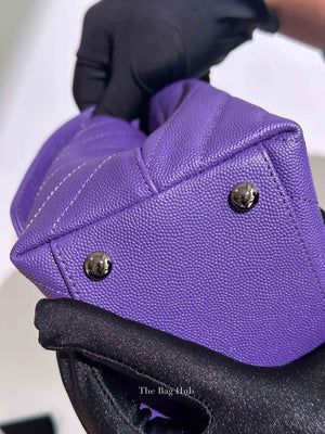 Chanel Purple Caviar Chevron Quilted Small Coco Handle Flap Bag SHW
