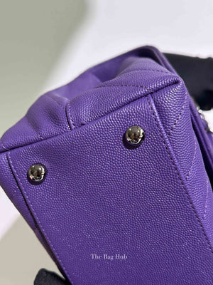 Chanel Purple Caviar Chevron Quilted Small Coco Handle Flap Bag SHW