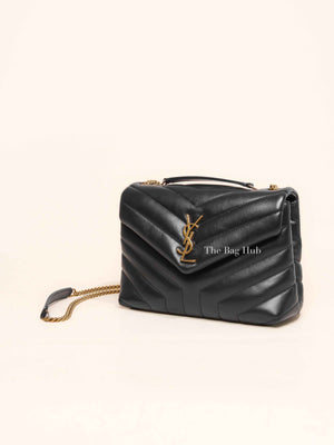 Saint Laurent Black Calfskin Y Quilted Monogram Small Loulou Bag