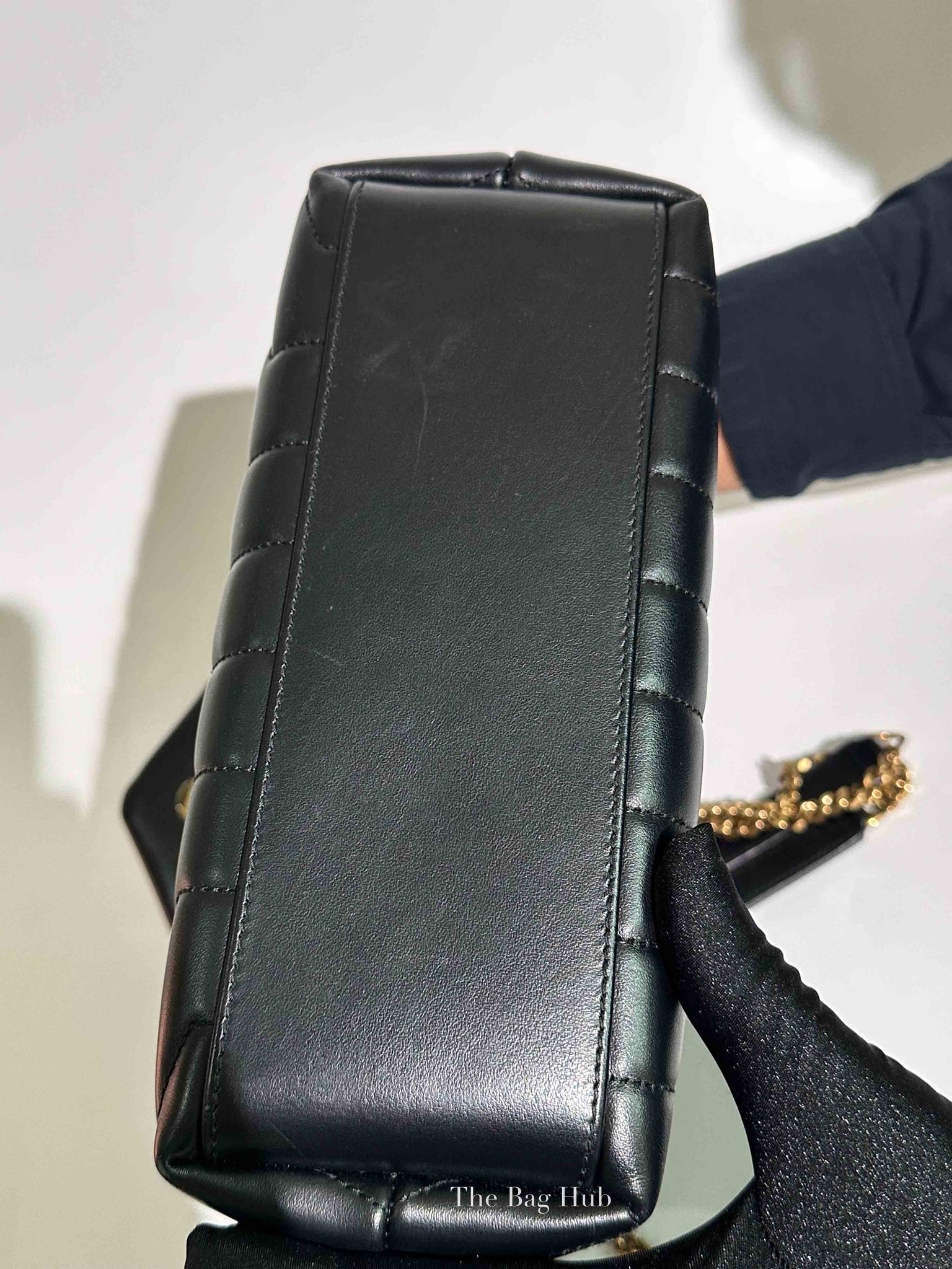 Saint Laurent Black Calfskin Y Quilted Monogram Small Loulou Bag