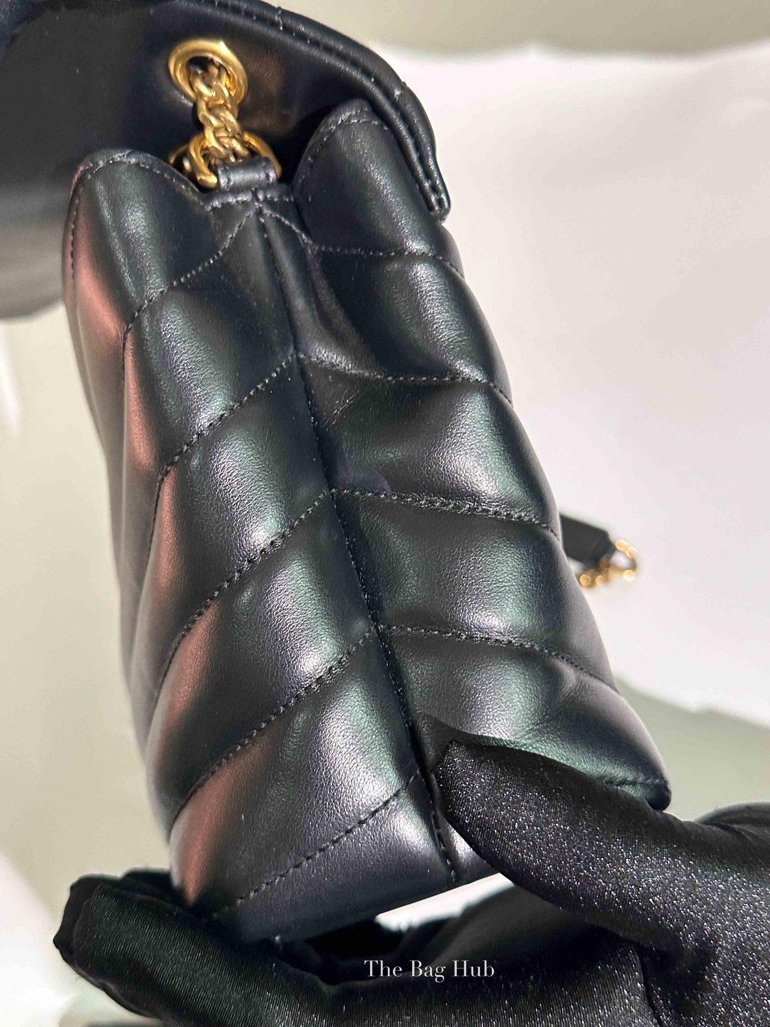 Saint Laurent Black Calfskin Y Quilted Monogram Small Loulou Bag