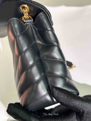Saint Laurent Black Calfskin Y Quilted Monogram Small Loulou Bag