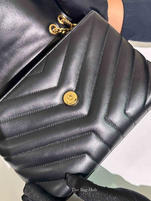 Saint Laurent Black Calfskin Y Quilted Monogram Small Loulou Bag