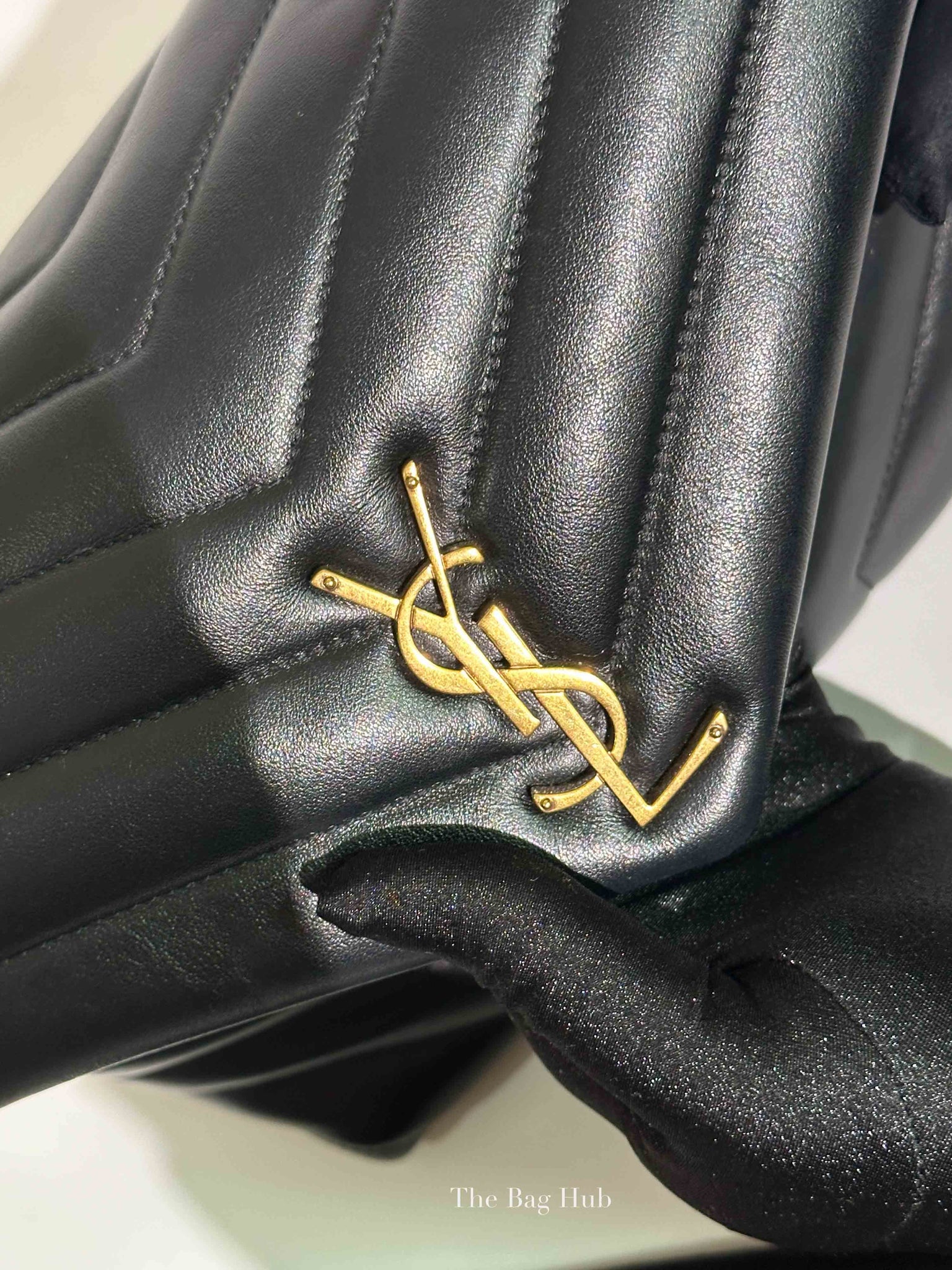 Saint Laurent Black Calfskin Y Quilted Monogram Small Loulou Bag