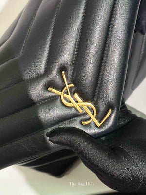 Saint Laurent Black Calfskin Y Quilted Monogram Small Loulou Bag