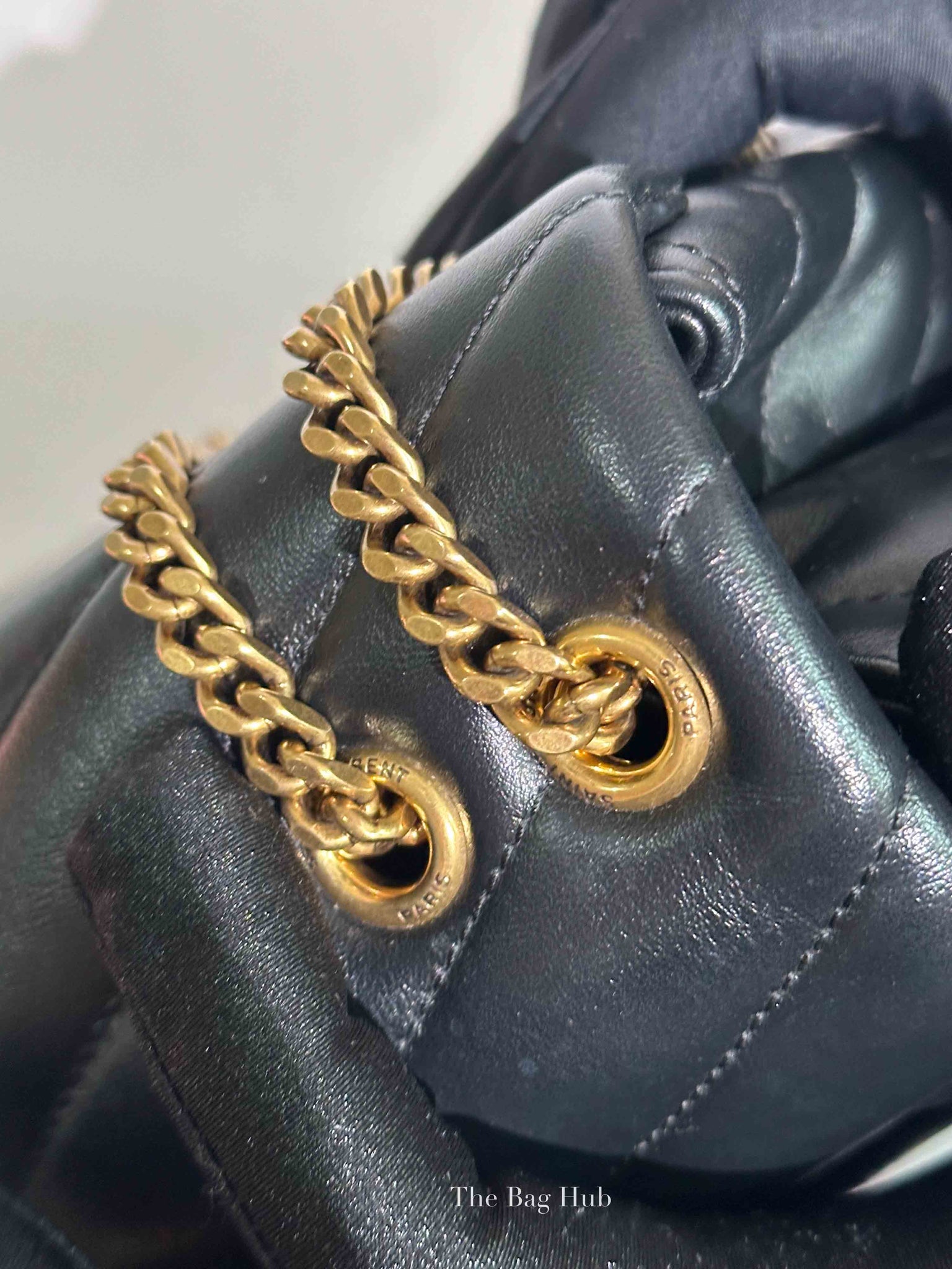 Saint Laurent Black Calfskin Y Quilted Monogram Small Loulou Bag