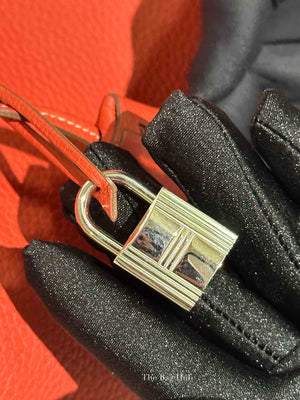 Hermes Sanguine Clemence Victoria II 35 Hand Bag