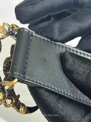 Gucci Black Calfskin Multicolor Crystal GG Belt 80/32