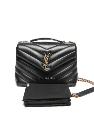 Saint Laurent Black Calfskin Y Quilted Monogram Small Loulou Bag