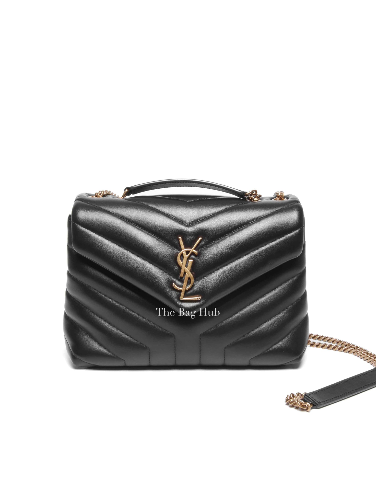 Saint Laurent Black Calfskin Y Quilted Monogram Small Loulou Bag