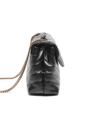 Saint Laurent Black Calfskin Y Quilted Monogram Small Loulou Bag