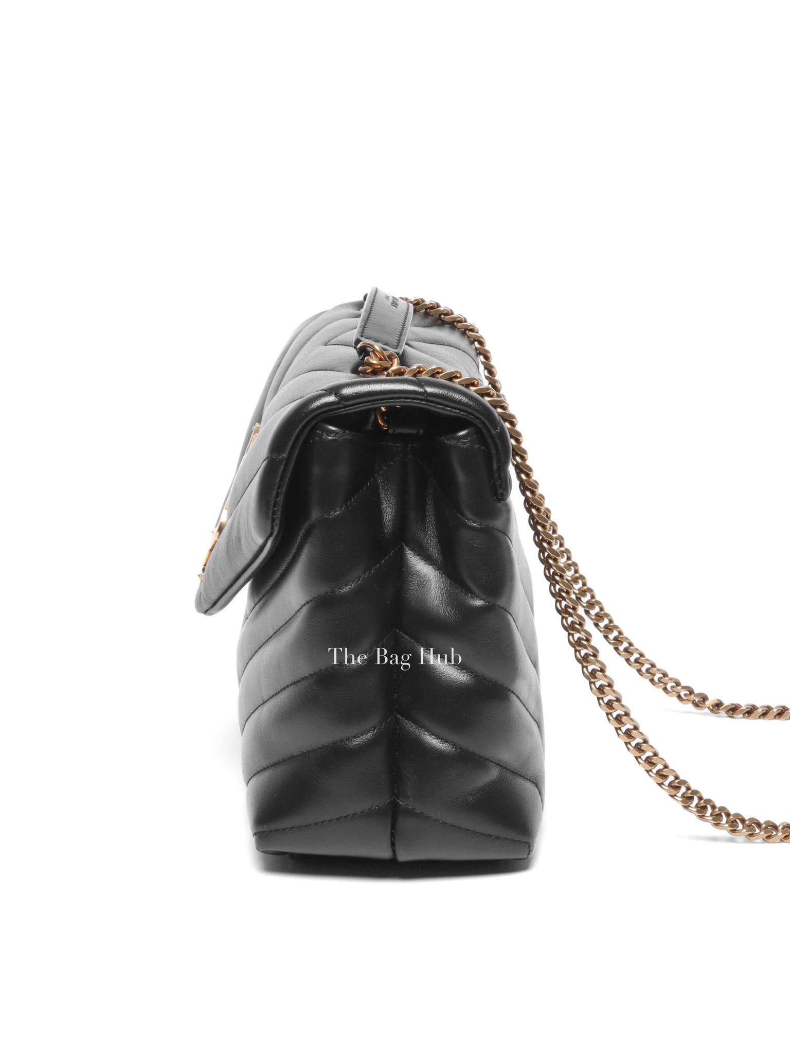 Saint Laurent Black Calfskin Y Quilted Monogram Small Loulou Bag