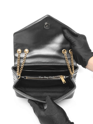 Saint Laurent Black Calfskin Y Quilted Monogram Small Loulou Bag