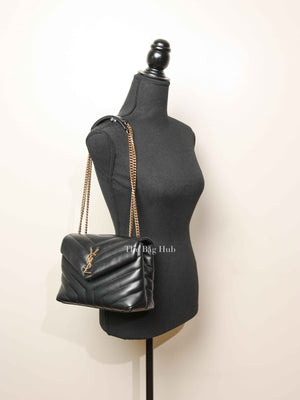 Saint Laurent Black Calfskin Y Quilted Monogram Small Loulou Bag