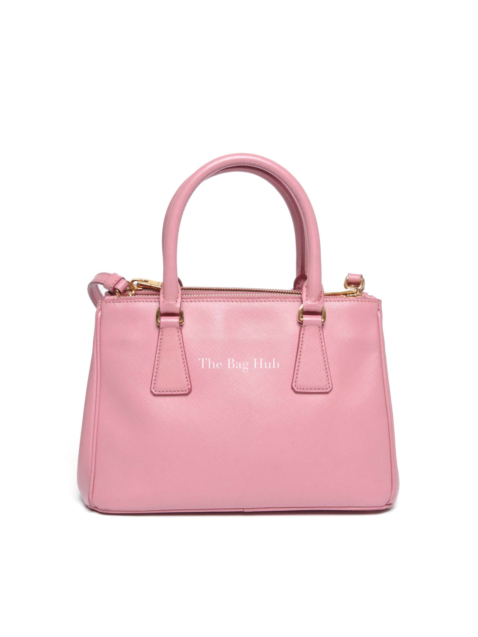 Prada Pink Saffiano Leather Double Zip Galleria Small Tote Bag