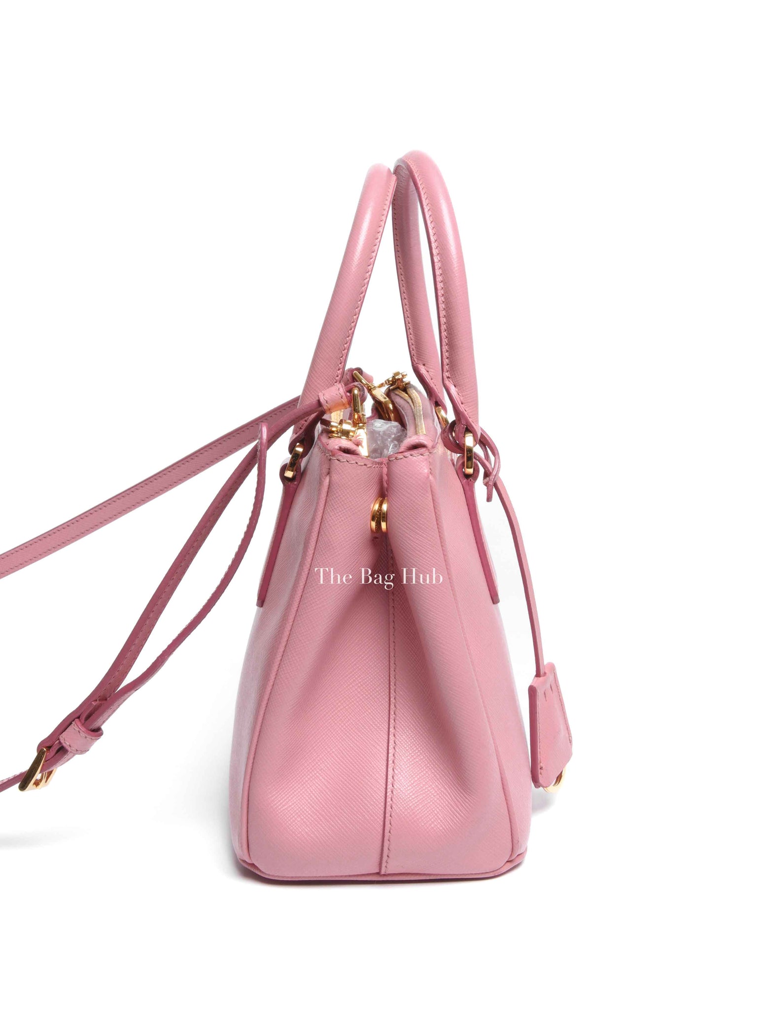 Prada Pink Saffiano Leather Double Zip Galleria Small Tote Bag