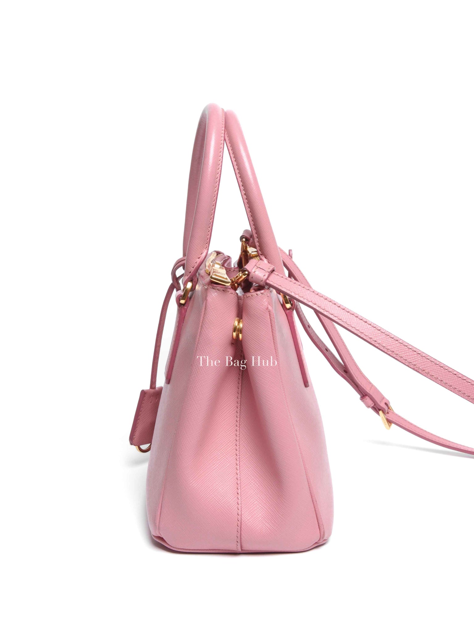 Prada Pink Saffiano Leather Double Zip Galleria Small Tote Bag