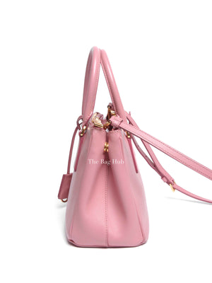 Prada Pink Saffiano Leather Double Zip Galleria Small Tote Bag