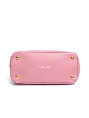 Prada Pink Saffiano Leather Double Zip Galleria Small Tote Bag