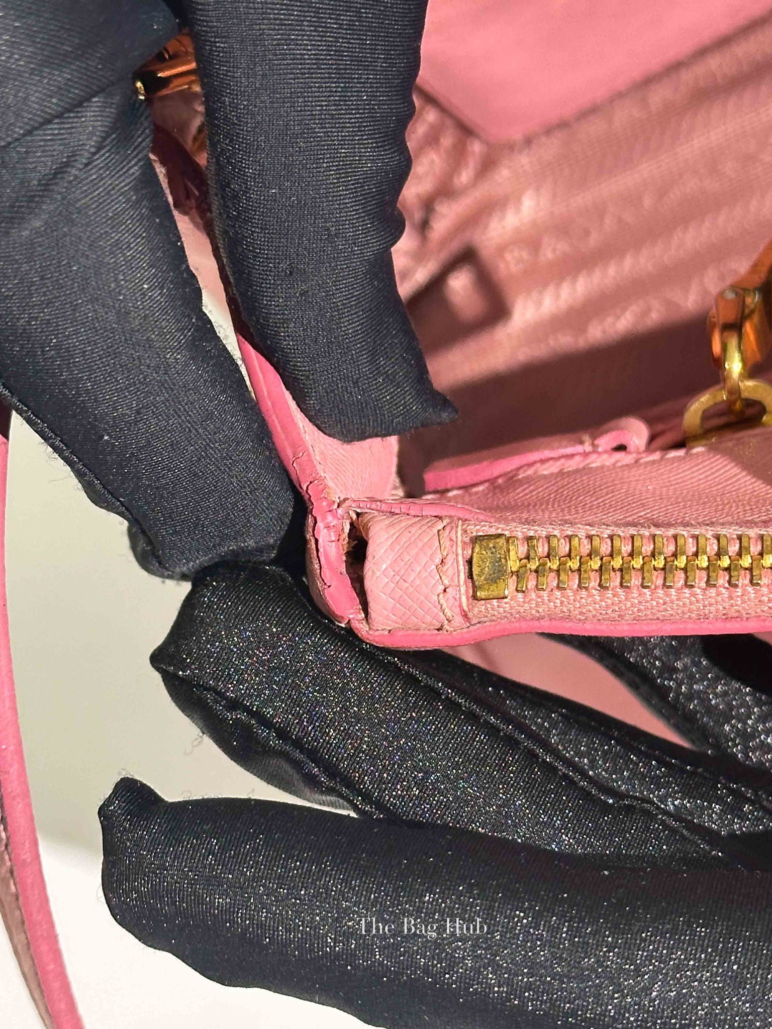Prada Pink Saffiano Leather Double Zip Galleria Small Tote Bag