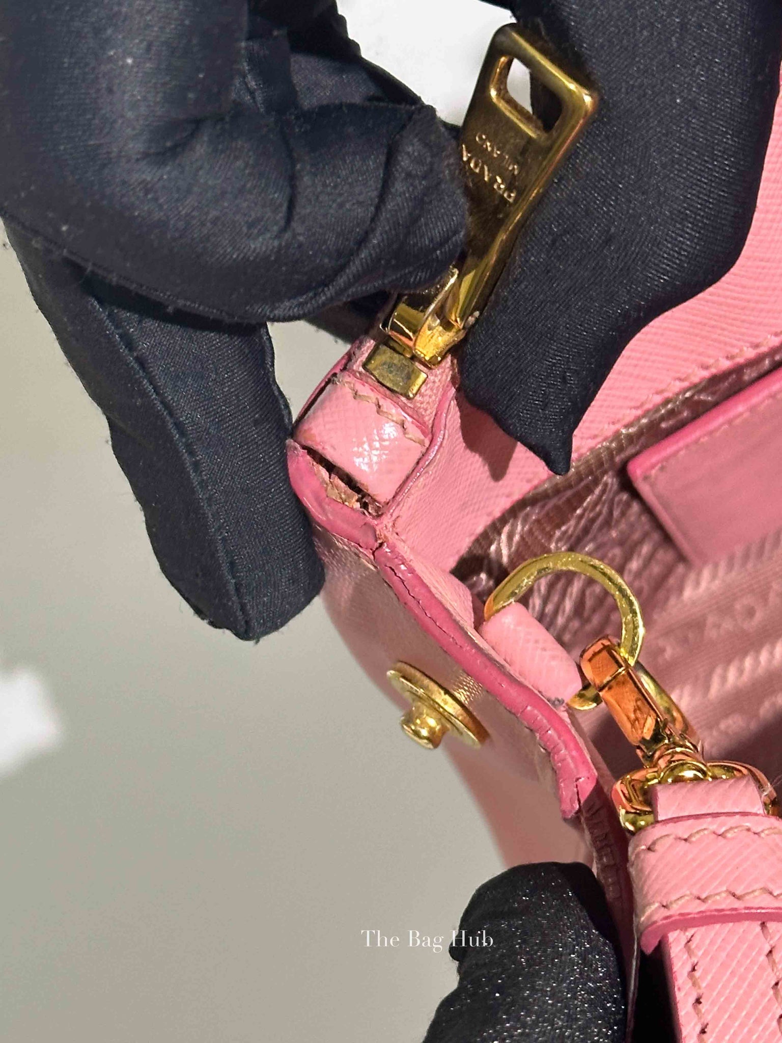 Prada Pink Saffiano Leather Double Zip Galleria Small Tote Bag