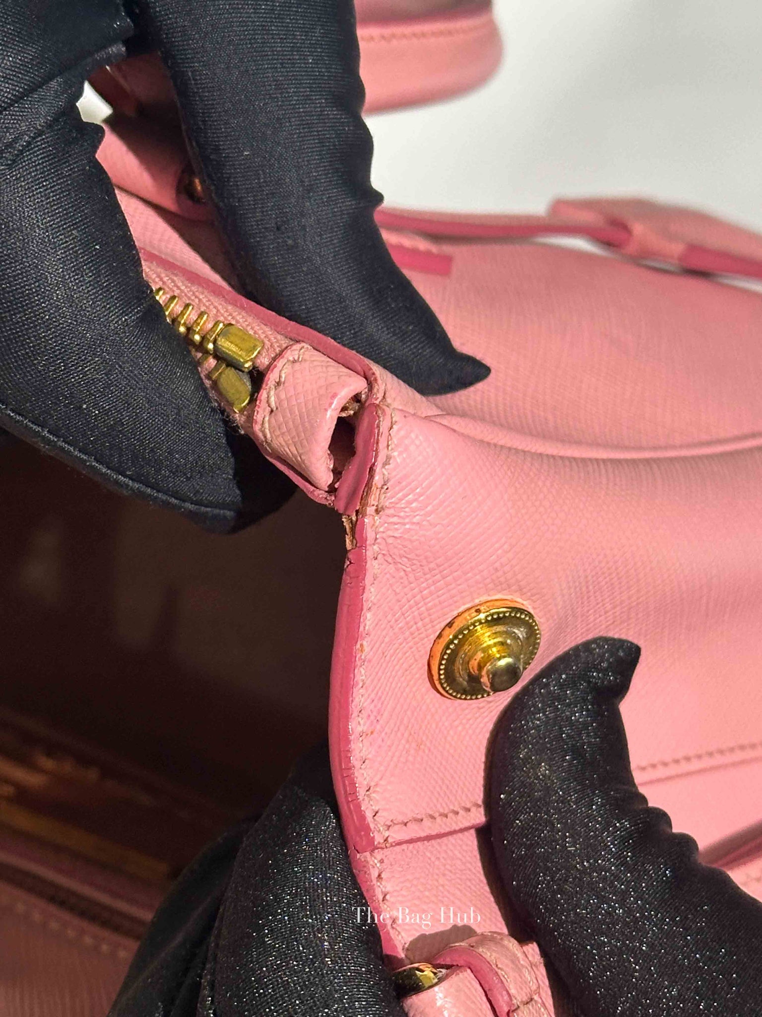 Prada Pink Saffiano Leather Double Zip Galleria Small Tote Bag