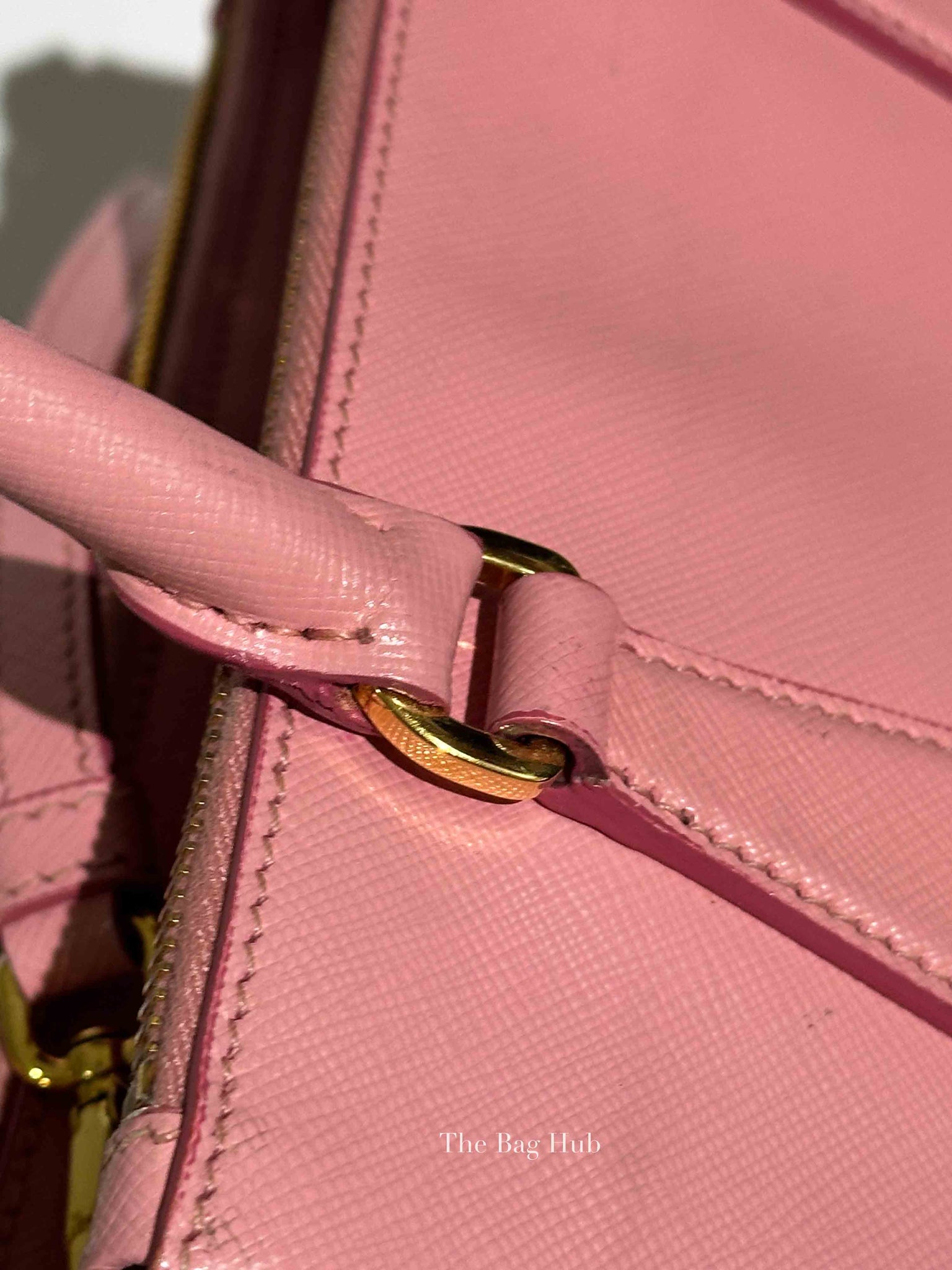 Prada Pink Saffiano Leather Double Zip Galleria Small Tote Bag