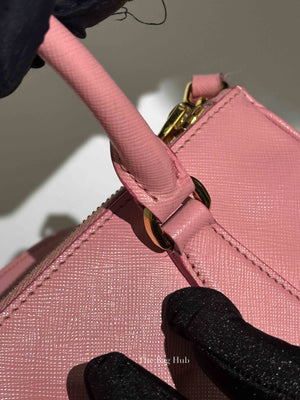 Prada Pink Saffiano Leather Double Zip Galleria Small Tote Bag