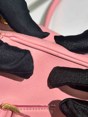 Prada Pink Saffiano Leather Double Zip Galleria Small Tote Bag