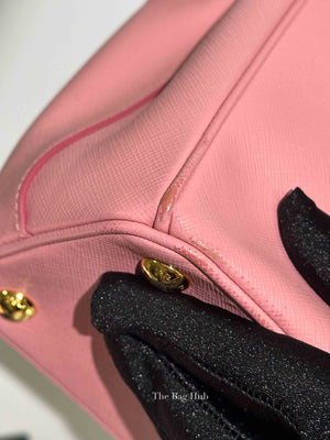 Prada Pink Saffiano Leather Double Zip Galleria Small Tote Bag