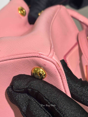 Prada Pink Saffiano Leather Double Zip Galleria Small Tote Bag
