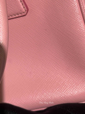 Prada Pink Saffiano Leather Double Zip Galleria Small Tote Bag