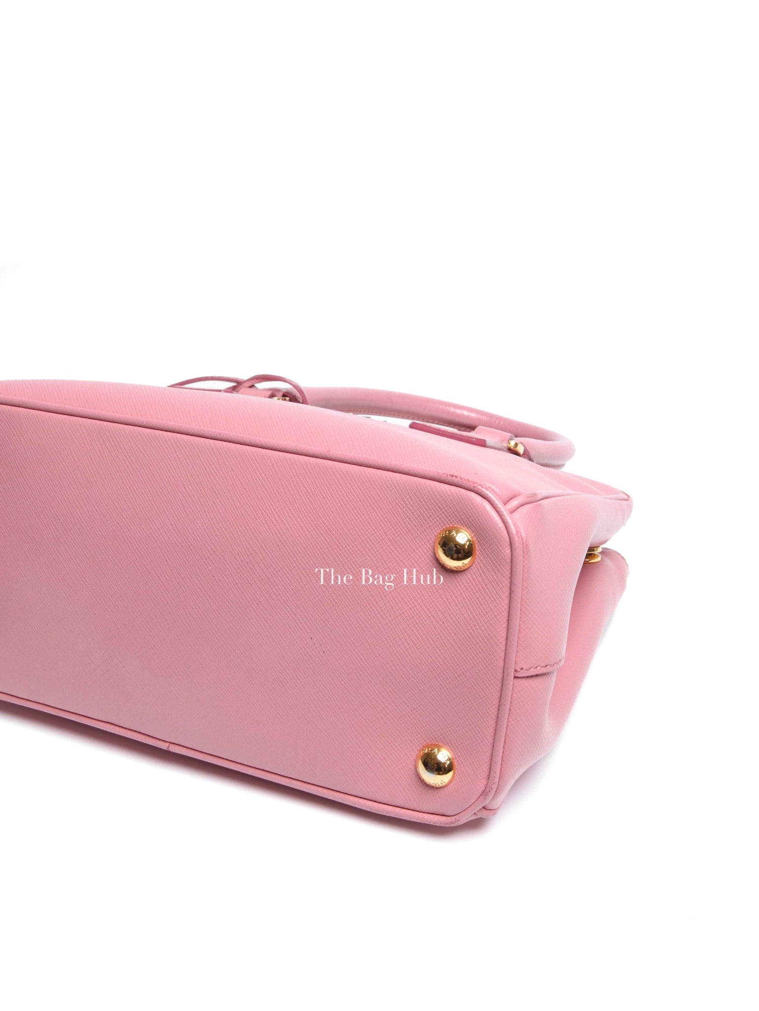 Prada Pink Saffiano Leather Double Zip Galleria Small Tote Bag