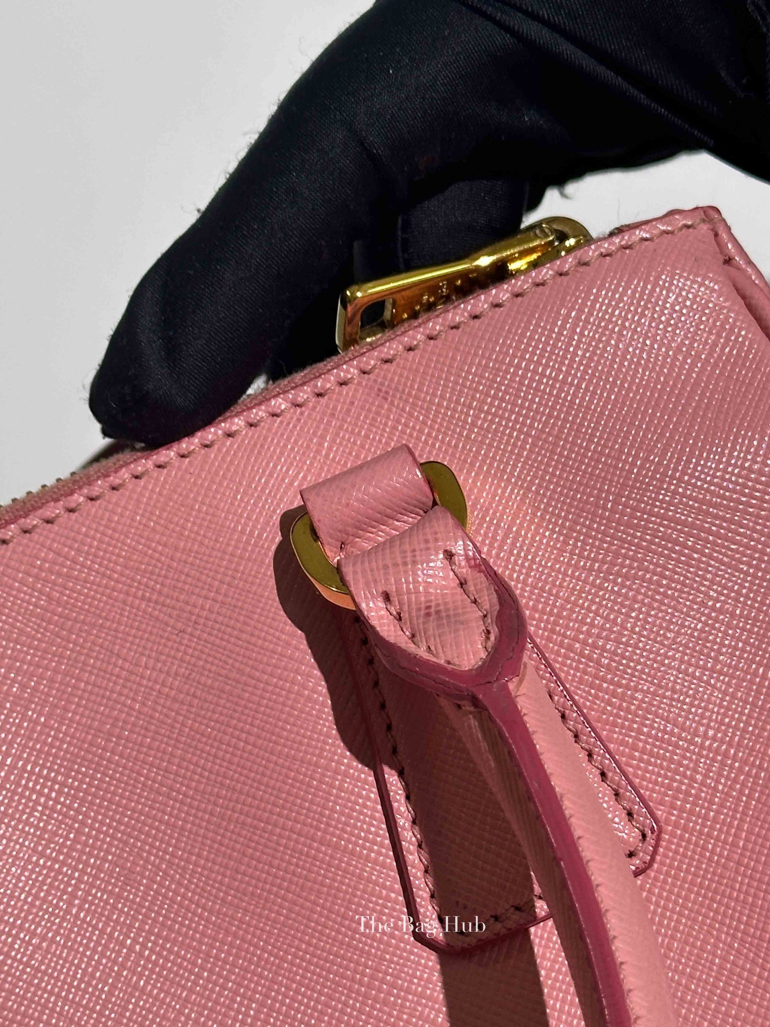 Prada Pink Saffiano Leather Double Zip Galleria Small Tote Bag