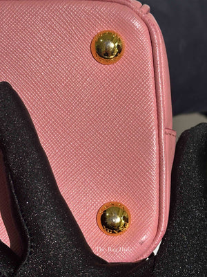 Prada Pink Saffiano Leather Double Zip Galleria Small Tote Bag