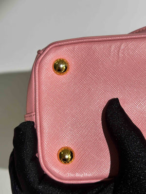 Prada Pink Saffiano Leather Double Zip Galleria Small Tote Bag