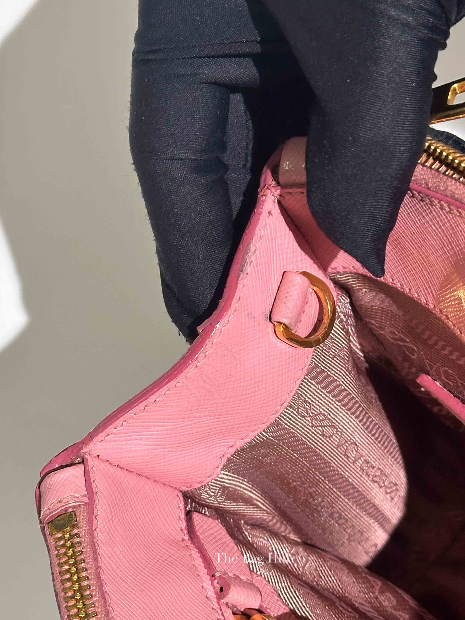 Prada Pink Saffiano Leather Double Zip Galleria Small Tote Bag
