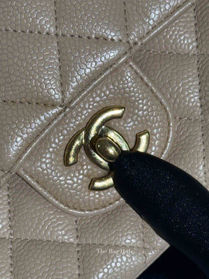 Chanel Beige Caviar Classic Double Flap Medium Bag GHW