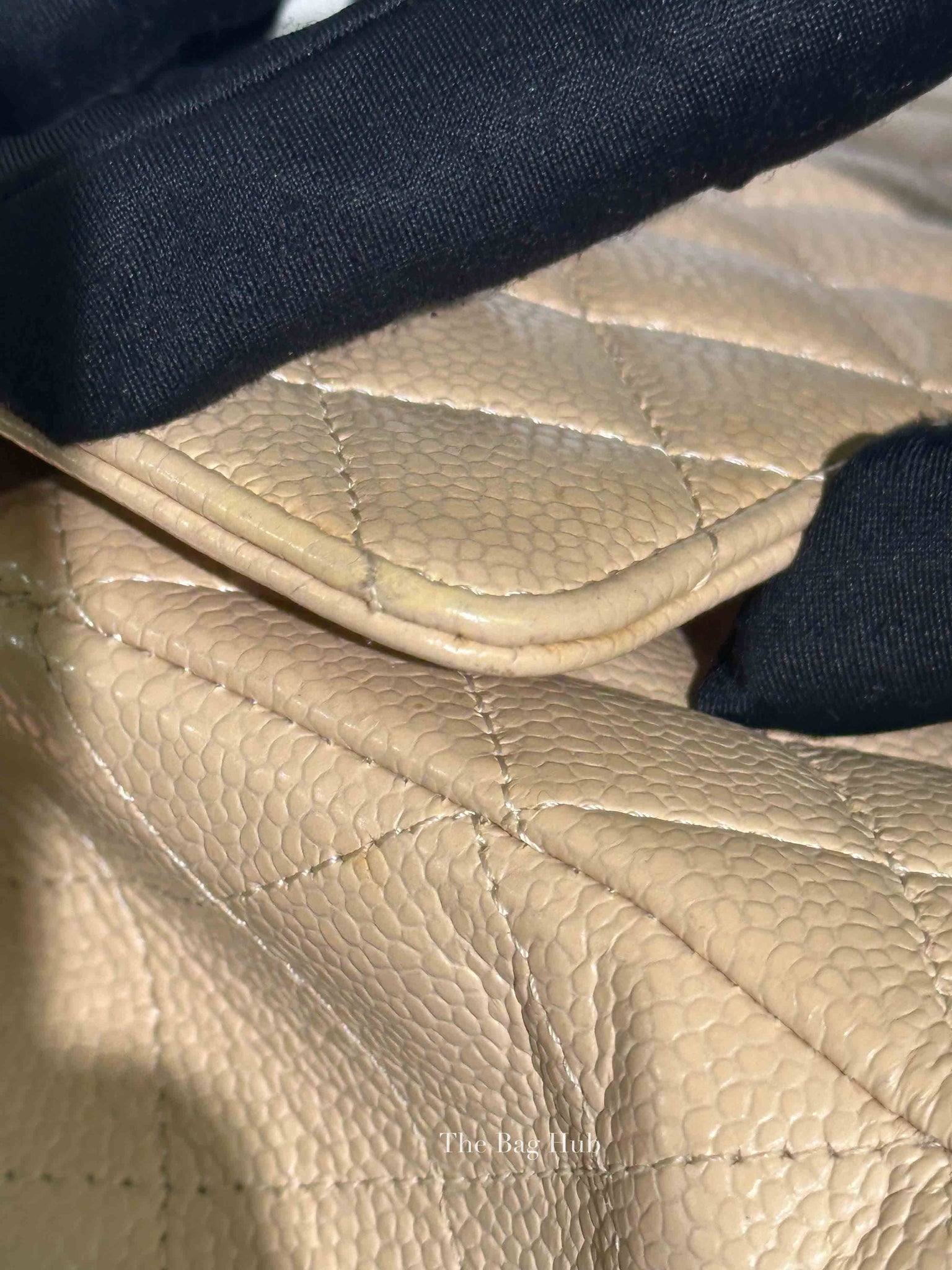 Chanel Beige Caviar Classic Double Flap Medium Bag GHW