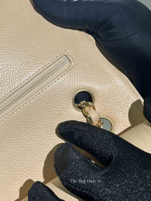 Chanel Beige Caviar Classic Double Flap Medium Bag GHW