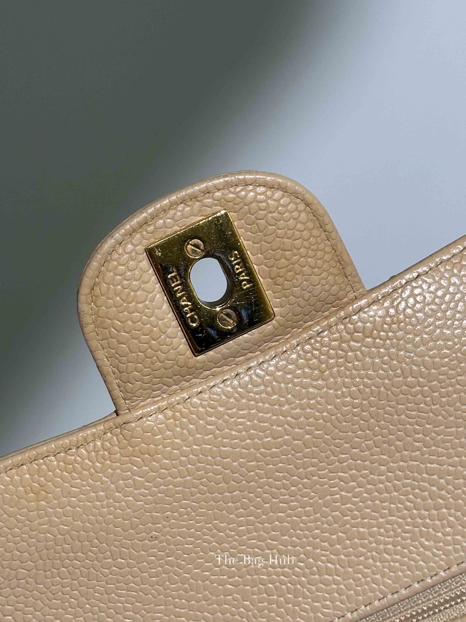 Chanel Beige Caviar Classic Double Flap Medium Bag GHW