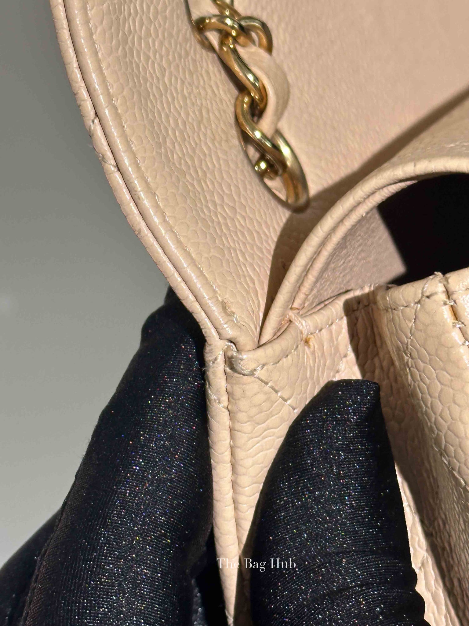 Chanel Beige Caviar Classic Double Flap Medium Bag GHW