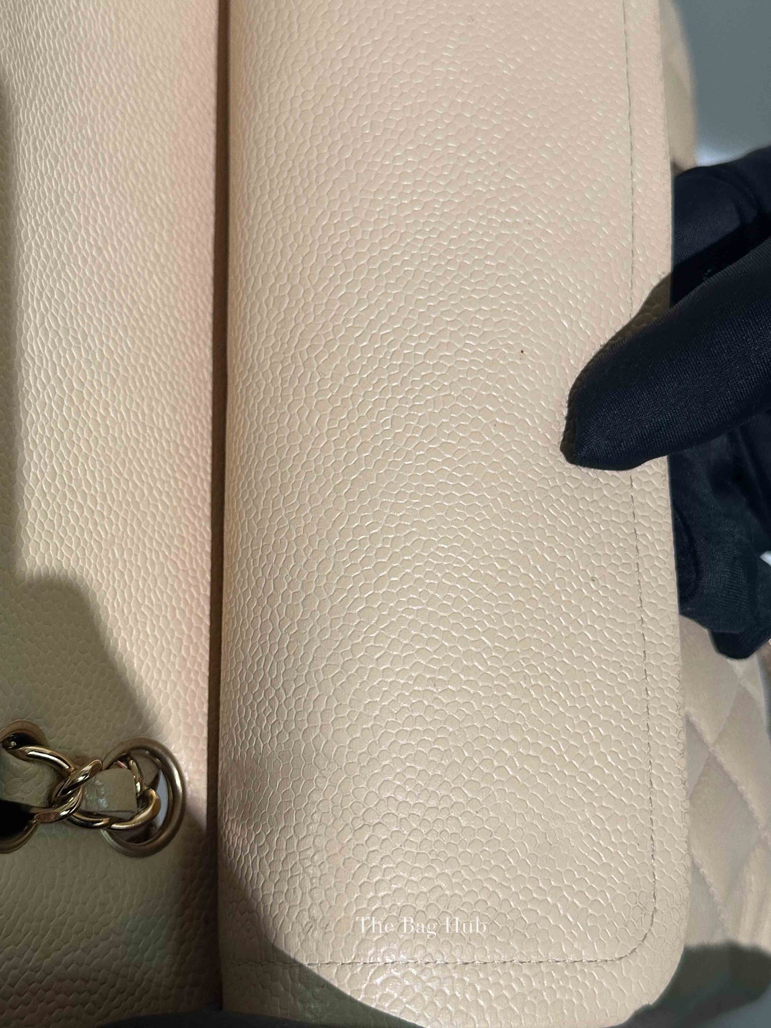 Chanel Beige Caviar Classic Double Flap Medium Bag GHW