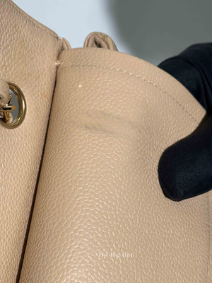 Chanel Beige Caviar Classic Double Flap Medium Bag GHW
