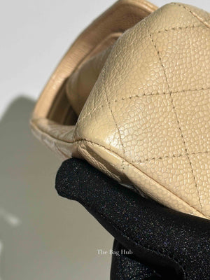 Chanel Beige Caviar Classic Double Flap Medium Bag GHW